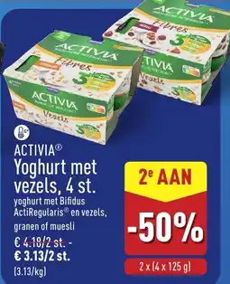 ALDI Activia yoghurt met vezels aanbieding