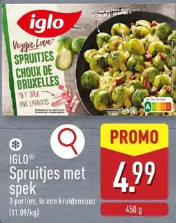 ALDI Iglo spruitjes met spek aanbieding
