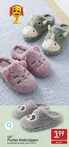 ALDI L&D Pluchen kinderslippers aanbieding