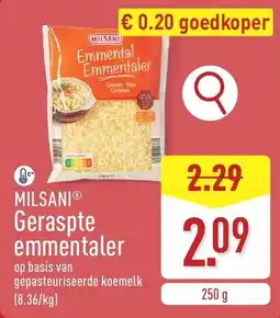 ALDI Milsani geraspte emmentaler aanbieding