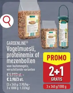 ALDI Gardenline vogelmuesli, proteïnemix of mezenbollen aanbieding