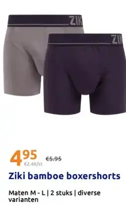 Action Ziki bamboe boxershorts aanbieding