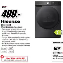 MediaMarkt Hisense DH5S102BB Warmtepomp droogkast aanbieding