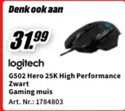 MediaMarkt Logitech G502 Hero 25K High Performance Zwart Gaming muis aanbieding