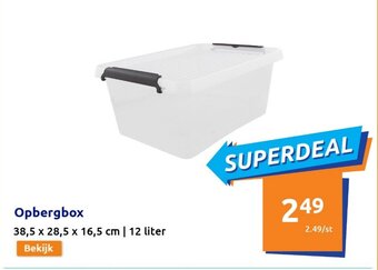 Action Opbergbox 38,5 x 28,5 x 16,5 cm 12 liter aanbieding