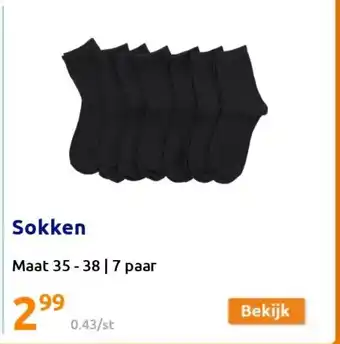 Action Sokken Maat 35-38 7 paar aanbieding