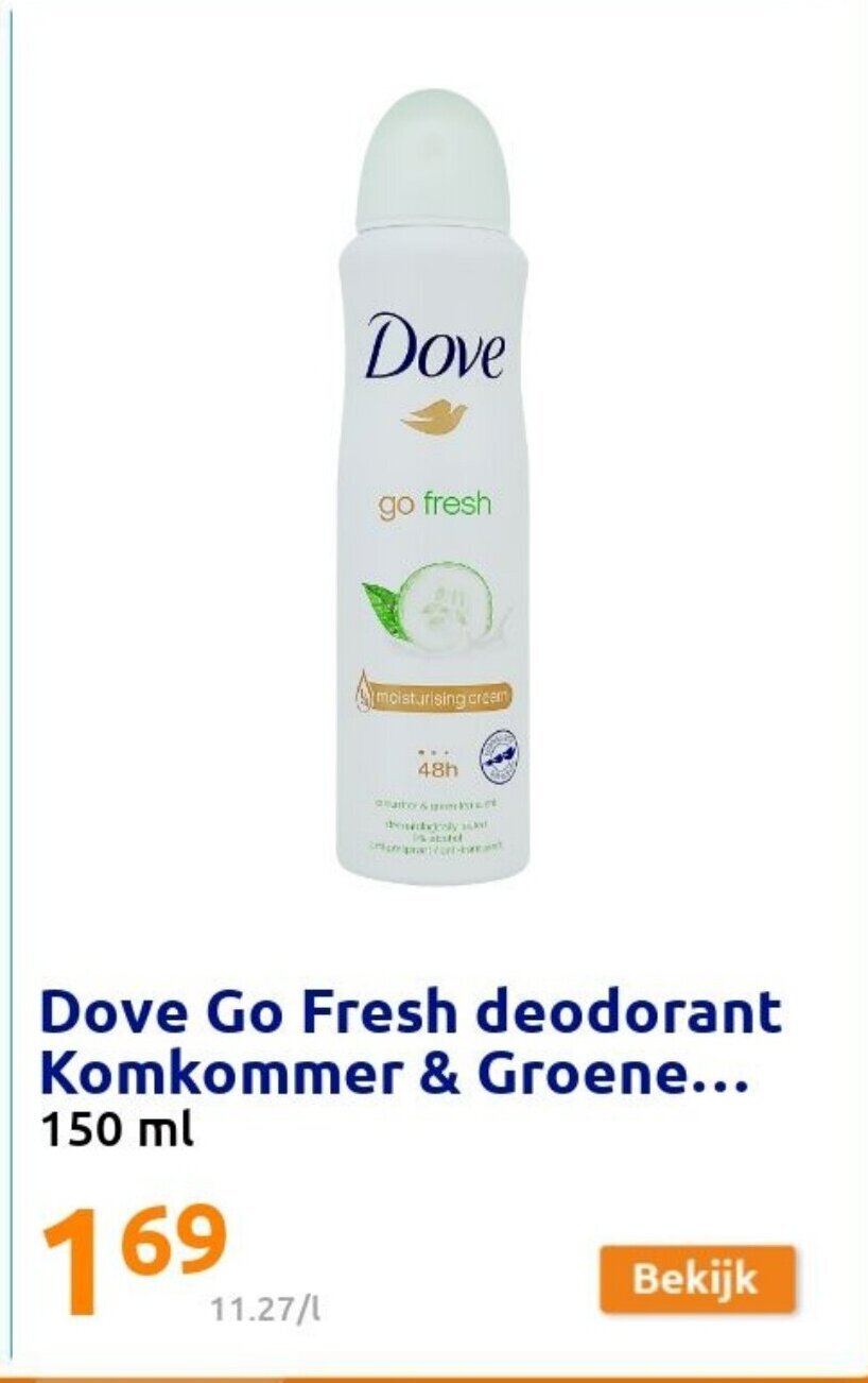 Dove Go Fresh deodorant Komkommer & Groene 150 ml promotie bij Action
