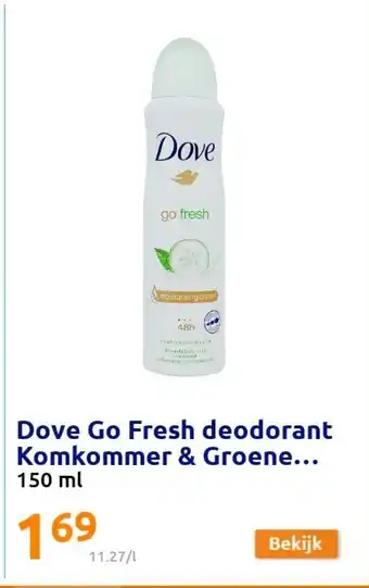 Action Dove Go Fresh deodorant Komkommer & Groene 150 ml aanbieding