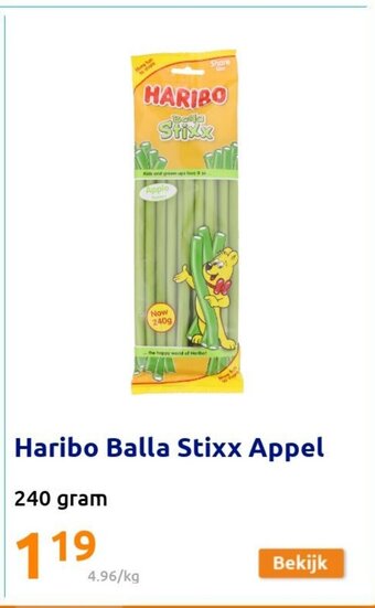 Action Haribo Balla Stixx Appel 240 gram aanbieding