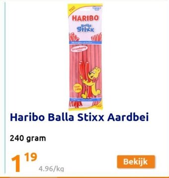 Action Haribo Balla Stixx Aardbei 240 gram aanbieding