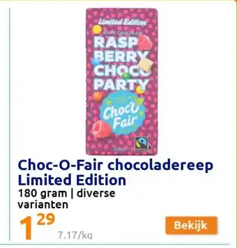 Action Choc-O-Fair chocoladereep Limited Edition 180 gram aanbieding