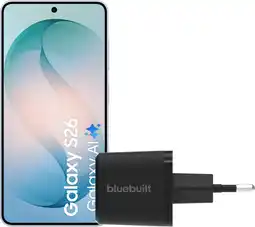 Coolblue Samsung Galaxy S26 512GB Lichtblauw 5G + BlueBuilt Oplader 45 Watt Zwart aanbieding
