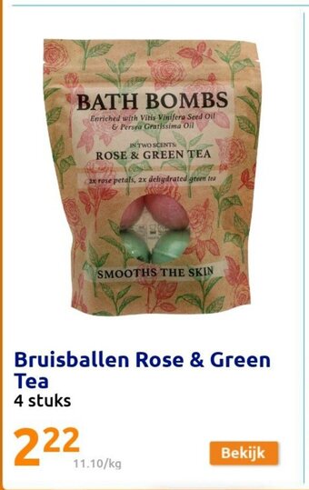 Action Bruisballen Rose & Green Tea 4 stuks aanbieding