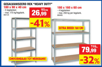 Hubo Gegalvaniseerd rek "Heavy duty" 180 x 90 x 40 cm aanbieding
