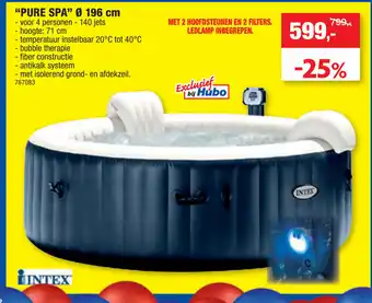 Hubo "Pure spa" 196 cm voor 4 personen- 140 jets aanbieding