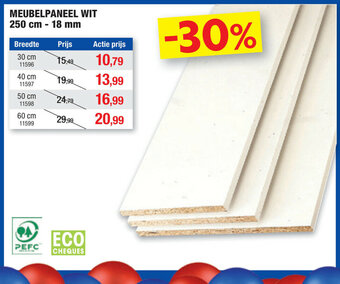 Hubo Meubelpaneel wit 250 cm- 18 mm aanbieding