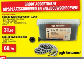 Snelbouwschroeven op band 3,5 x 35 mm- 1000 stuks/doos
