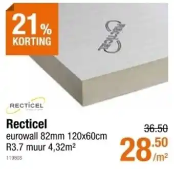 Recticel eurowall 82 mm 120x60 cm R3.7 muur 4,32 m