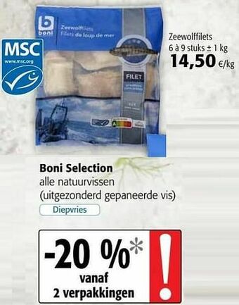 Colruyt Boni selection zeewolffilets aanbieding