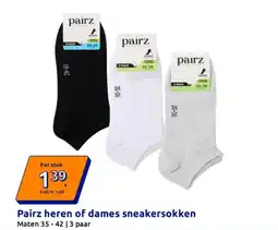 Action Pairz heren of dames sneakersokken aanbieding