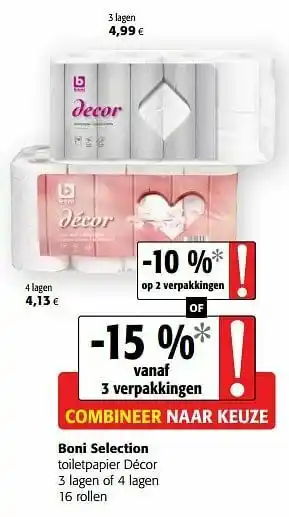 Colruyt Boni selection toiletpapier décor aanbieding