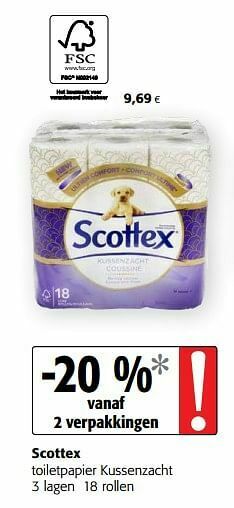 Colruyt Scottex toiletpapier kussenzacht aanbieding