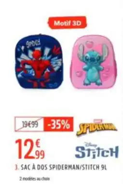 Intersport Sac à dos spiderman/stitch aanbieding
