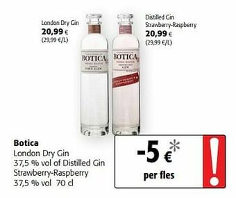 Colruyt Botica london dry gin of distilled gin strawberry-raspberry aanbieding