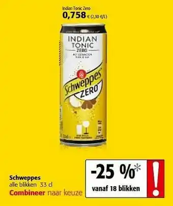 Colruyt Schweppes indian tonic zero aanbieding