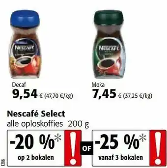 Colruyt Nescafé select alle oploskoffies aanbieding