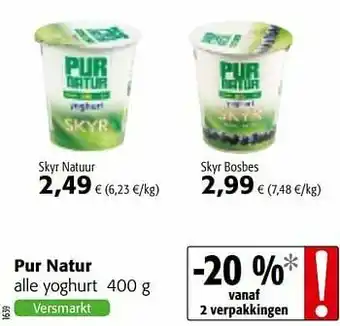 Colruyt Pur natur alle yoghurt aanbieding