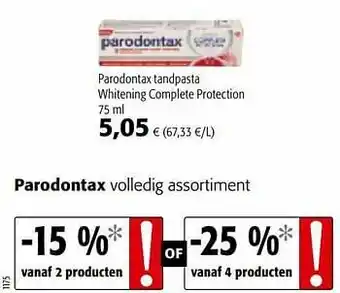 Colruyt Parodontax tandpasta whitening complete protection aanbieding