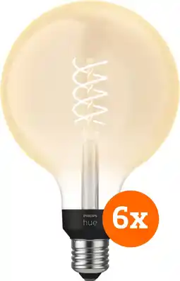 Coolblue Philips Hue Filamentlamp White Globe XL E27 - 2023 - 6-pack aanbieding