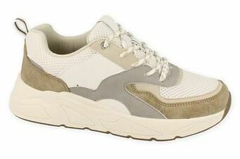 Berca Shoes Super Cracks Sneaker Laag Dames Dadsneaker - Beige aanbieding