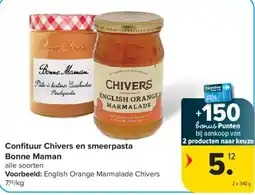 Carrefour Market Confituur Chivers en smeerpasta Bonne Maman aanbieding