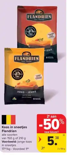 Carrefour Kaas in snetjes Flandrien aanbieding