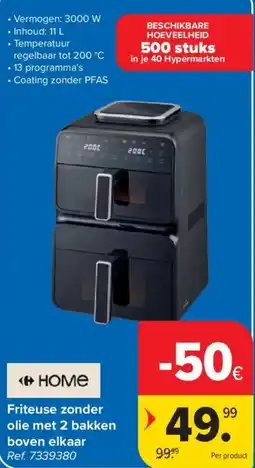 Carrefour Friteuse zonder olie met 2 bakken boven elkaar aanbieding