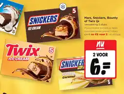 Jumbo Mars, Snickers, Bounty of Twix ijs aanbieding