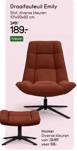 Leen Bakker Draaifauteuil Emily aanbieding