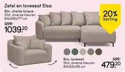 Leen Bakker Zetel en loveseat Elsa aanbieding
