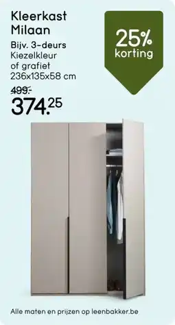Leen Bakker Kleerkast Milaan aanbieding