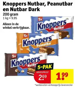 Kruidvat Knoppers Nutbar, Peanutbar en Nutbar Dark aanbieding