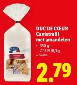 Lidl Duc de cœeur canistrelli met amandelen aanbieding