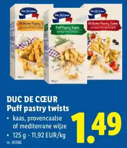 Lidl Duc de cœuur puff pastry twists aanbieding