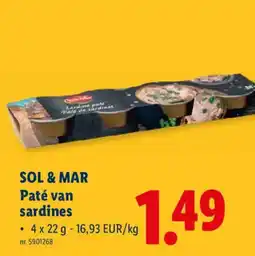 Lidl Sol & Mar paté van sardines aanbieding