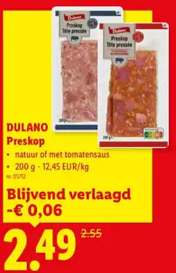Lidl Dulano preskop aanbieding