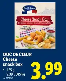 Lidl Duc de cœeur cheese snack box aanbieding