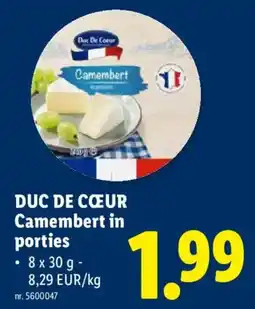 Lidl Duc de cϟr camembert in porties aanbieding