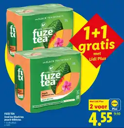 Lidl Fuze tea iced tea black tea peach-hibiscus aanbieding