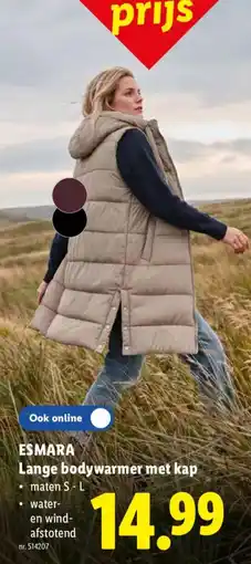 Lidl Lange bodywarmer met kap aanbieding